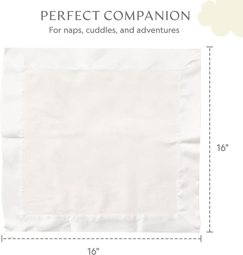 Bamboo Little Ultra-Soft Lovey Security Blanket - Baby Essentials, Newborn Essentials, Ultra-Soft Fleece Baby Blanket with Satin Trim – 16" x 16" - Cream - Image 5